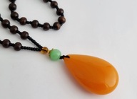 ETNICZNY NASZYJNIK BURSZTYNOWY DUŻA KROPLA WODY