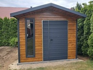 Schowek domek ogrodowy 3x4m antracyt -blachodachówka rynny dwuspadowy dach