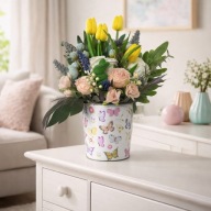 Stroik wielkanocny wiosenny naturalny rękodzieło z sercem