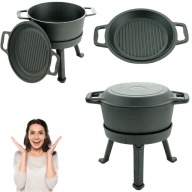 KOCIOŁEK ŻELIWNY 5L MYŚLIWSKI WĘGIERSKI NA OGNISKO GRILL OGRODOWY 2W1