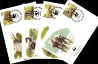 Sri Lanka / 4 Koperty FDC / 332-335 ( WWF - Fauna - Dziki słoń ) 1986 r.