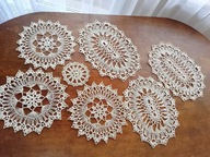 Przepiękny komplet szydełkowy kordonek 7 sztuk