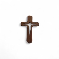 Krzyż drewniany na ścianę ręcznie wykonany na ścianę 16 cm bejcowany