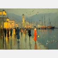 Port miasto rynek olejny abstrakcja morze obraz na płótnie 55x80 art statek