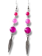 JFAG06 Kolczyki kamienie JADEIT FUKSJA AGAT długie