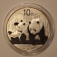 PANDA 2010 10 YUAN 2010 CHINY PANDA 1 OZ - 1 UNCJA, SREBRO 999, ŁADNA