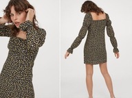 Sukienka mini czarna w kwiatki H&M r.S 36