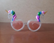 Okulary plastikowe urodzinowe imprezowe - jednorożce / serduszka