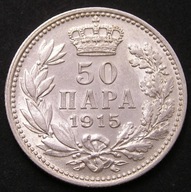 Serbia 50 para 1915 - Piotr I - srebro - stan 2