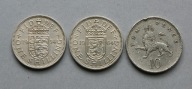 WIELKA BRYTANIA 1 SZYLING 1954, 1964 + 10 PENSÓW 1992 ZESTAW 3 SZT.