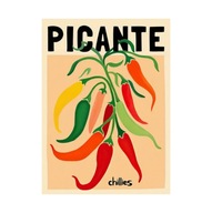 „Picante” – Vintage Plakat Kuchenny z Papryczkami Chili