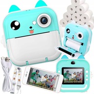 APARAT NATYCHMIASTOWY MINI DRUKARKA TERMICZNA NIEBIESKA + ZESTAW 13 ROLEK