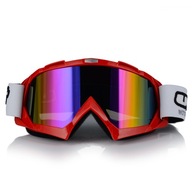 GOGLE NARCIARSKIE CZERWONE TĘCZOWA SZYBA NA NARTY I SNOWBOARD