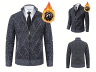 Męski Kardigan Zapinany na Suwak na Jesień/Zimę - Old Money Ciemny Szary