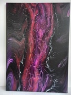 Płomień nocy, abstrakcja, farby akrylowe, obraz moc