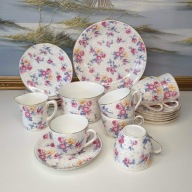 Serwis kawowy bone china | Anglia | 6 osób | kwiatowy wzór vintage