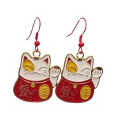 Kolczyki z maneki neko, czerwone