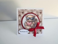 Kartka ręcznie robiona na walentynki miś