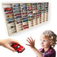 PÓŁKA NA RESORAKI SAMOCHODZIKI AUTA DREWNO ZŁOŻONA PRZEGRÓDKI CIEMNE HDF