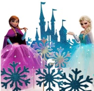 Topper Elsa Anna Zamek+5szt. ELZA Płatki ŚNIEGU Frozen Kraina Lodu