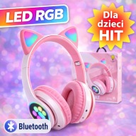 Słuchawki Bluetooth dla dzieci KOCIE USZY LED RGB mikrofon bezprzewodowe