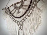 Makrama na ścianę biało beżowo brązowa 88/60cm WOŚP