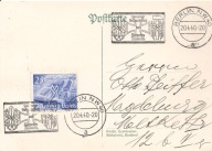TRZECIA RZESZA -postkarte -ozdobny stempel, znaczek -obieg 1940 rok