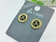 21030 Kolczyki Sztyfty Koniczyny Czarne;Stal