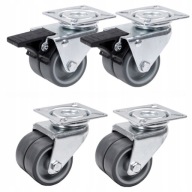 Kółka podwójne 50mm komplet 4szt 320kg NIE RYSUJĄ gumowe obrotowe hamulec