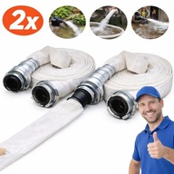 2 X WĄŻ STRAŻACKI PARCIANY 20 M Z SZYBKOZŁĄCZKĄ DO WODY DO SZAMBA DO POMPY