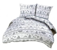 pościel bawełna lux 200x200 +2x70x80 +2x40x40 zamek B 557 choinki szare