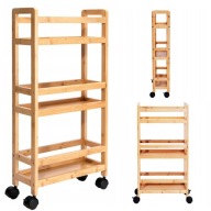 Regał Bambusowy na Kółkach INAKI 3 Półki 75 cm Naturalny Łazienka Kuchnia