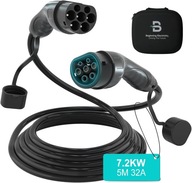 Kabel do ładowania samochodu EV prosty typ 2 32A 7,2kW 5m zestaw z torbą
