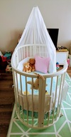 Łóżeczko Stokke SLEEPI + Materac + Baldachim + Pałąk + Ochraniacz łóżeczka