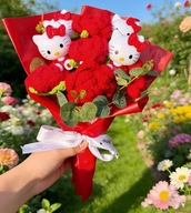 BUKIET SZTUCZNYCH KWIATÓW HELLO KITTY PREZENT NA WALENTYNKI DZIEŃ KOBIET