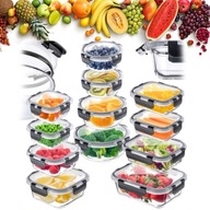 POJEMNIKI NA ŻYWNOŚĆ SZKLANE ZESTAW PUDEŁKA LUNCHBOX 12 OWOCE KUCHNIA