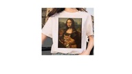 T-shirt Mona Lisa z rudym kotem 100% bawełna 5XL polski