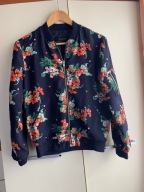 Zara 34 XS 36 kurtka bomberka granatowa pomarańczowe kwiatki