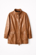 Brązowa połyskująca oversize kurtka przejściowa vintage Anna K gold details