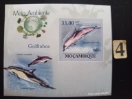 Fauna morza , delfiny , Mozambik MNH cięty