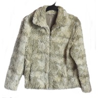 kurtka kremowa zielona sztuczne futro