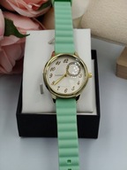 KURREN Stylowy damski zegarek miętowy pasek, złota koperta elegancki design