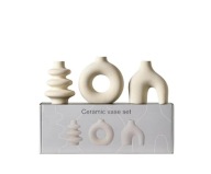 Nowoczesny zestaw wazonów ceramicznych, 3-częściowy boho białe