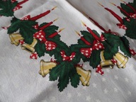 ŚLICZNY DUŻY MALOWANY OBRUS NA BOŻE NARODZENIE