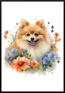 A2 PLAKAT PIES W KWIATACH RASA SZPIC MINIATUROWY