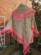 apaszka chustka chusta boho folk góralska kwiaty frędzle 86x91cm