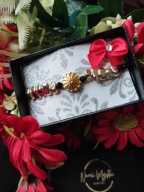 Bransoletka Złoty Kwiatek Hematyt Walentynki Dzień Kobiet Prezent