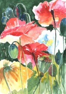 =KWIACIARNIA= Obraz =martwa natura=KWIATY=akwarela=