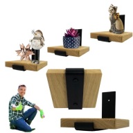 KWIETNIK ŚCIENNY WIESZAK NA KWIATKI UCHWYT DREWNO LOFT PÓŁKA ŚCIENNA 12,5CM