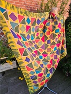 apaszka szal duża chusta chustka jedwabna jedwa silk 100x110cm